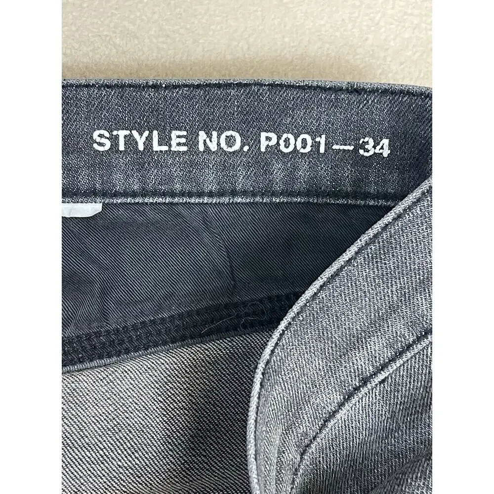 Purple Jeans Mens 34 Black Wash‎ Skinny Slim Fit Stretch Distressed Denim